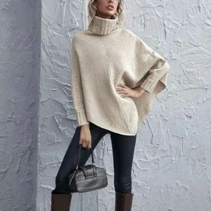 Size small turtle neck cape sweater cardigan jacket Nwot bat wing oversized